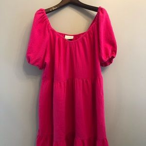 Pink balloon sleeve dress